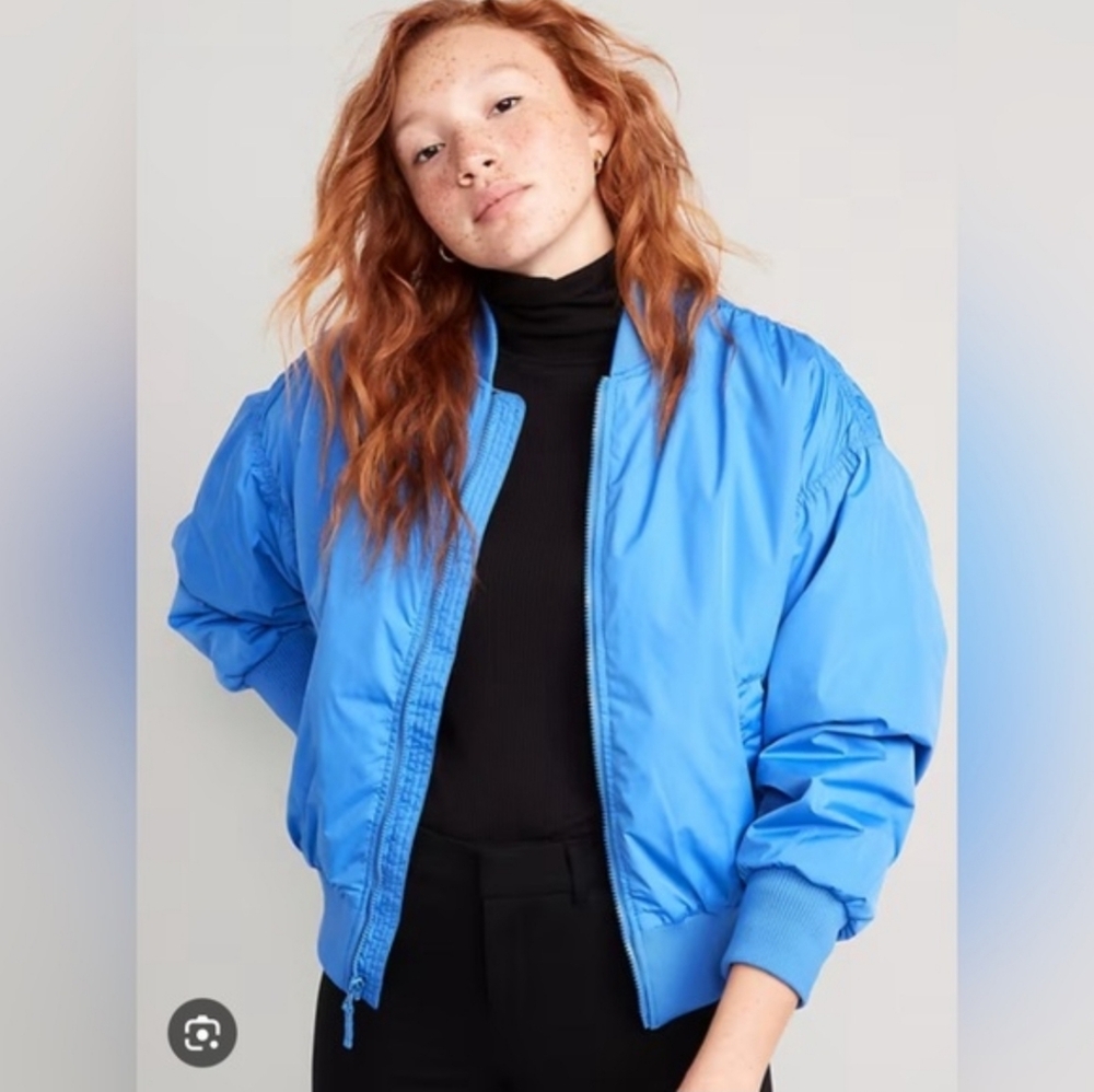Old Navy Women's Bright Blue Bomber Jacket
